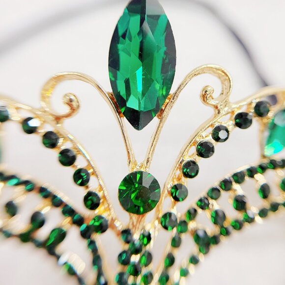 Gold masquerade mask, green crystal mask, Cosplay mask, Venetian mask, ball mask - Picture 5 of 8